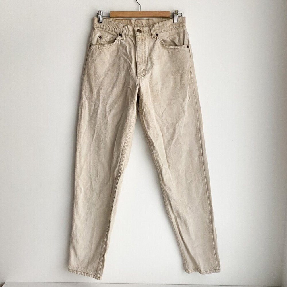 Vintage  Light Beige Khaki High Rise Tapered Leg Jeans 31